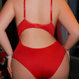 SI HEART AND LACE TEDDY RED