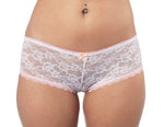 Lace Hipster Boy Shorts in White