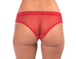 Dotted Mesh Panties in Red