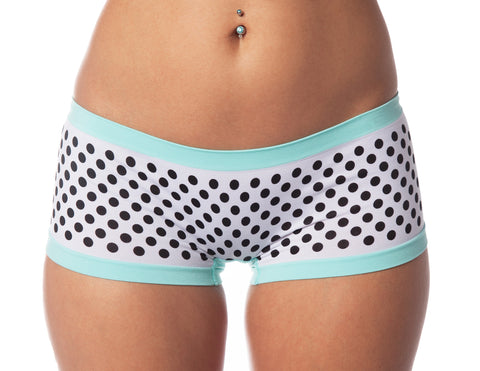 Seamless Polka Dot Boy Shorts in White/Black