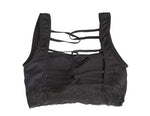 Black Seamless Open Back and Lace Sports Bra