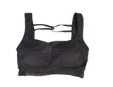 Black Seamless Open Back and Lace Sports Bra