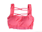 Hot Pink Seamless Open Back and Lace Sports Bra